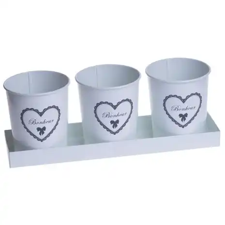 KPL. 3 DONICZEK METAL NA PODSTAWIE KREM Z SERCEM