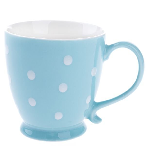 Kubek do herbaty niebieski białe kropki porcelana 440ml