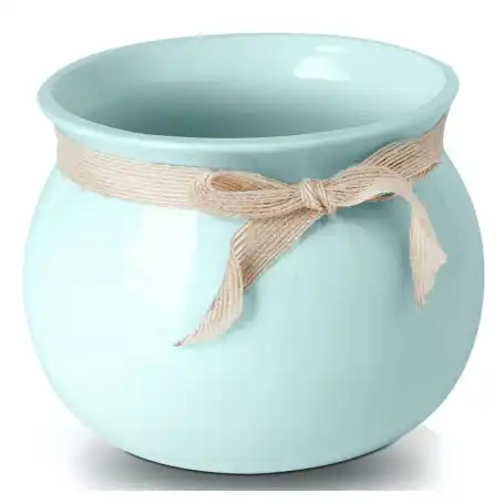 Donica ceramiczna z wstążką miętowa