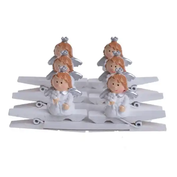 KPL. 6 KLIPÓW Z ANIOŁKIEM MIX 2 KOL.