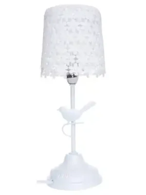LAMPKA NOCNA BIAŁA AŻUROWA Z PTASZKIEM