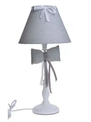 LAMPA BIAŁA Z KOKARDĄ ABAŻUR W KROPKI