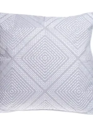 PODUSZKA SZARA Z BIAŁYM HAFTEM