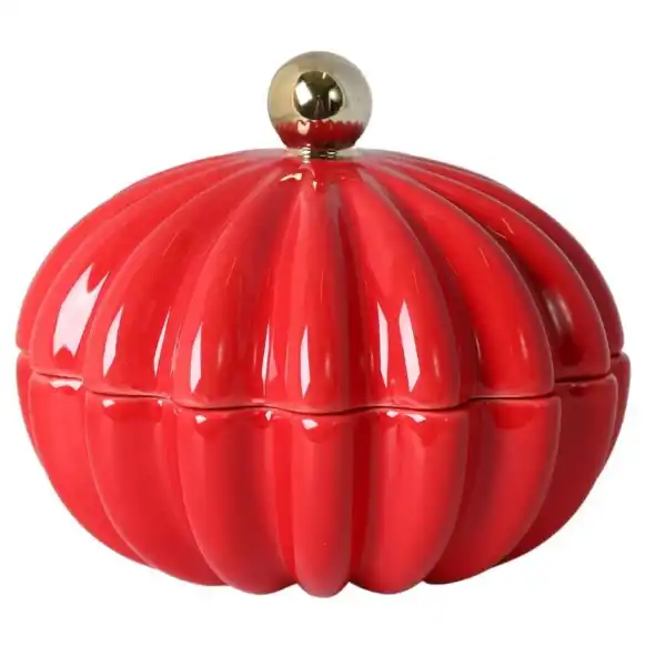 PUZDERKO CERAMICZNE CZERWONO-ZŁOTE MAŁE