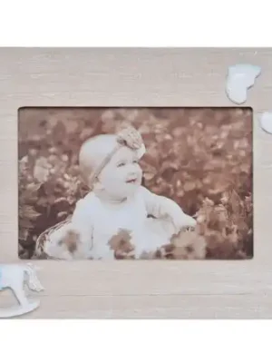 RAMKA NA ZDJĘCIE Z KONIKIEM I NIEBIESKĄ KOKARDĄ