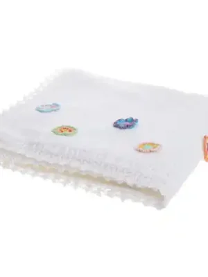 RĘCZNIK BIAŁY W DROBNE KWIATKI DUŻY 60X110CM