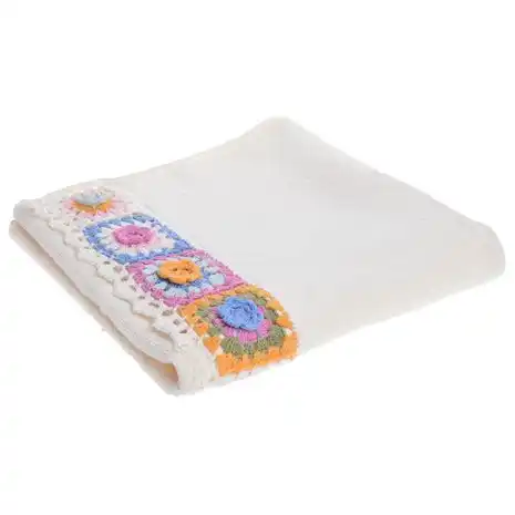 RĘCZNIK KREMOWY W KWIATKI DUŻY 60X110CM