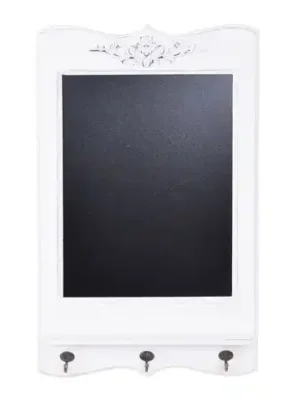 TABLICA ŚCIENNA DREWNIANA W BIAŁEJ RAMIE Z HACZYKAMI