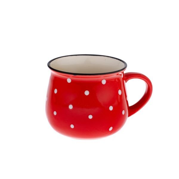 Ceramiczny kubek, czerwony v kropki , 770ml
