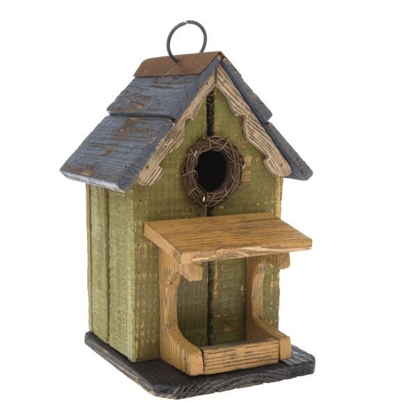 Drewniana budka wisząca, karmnik