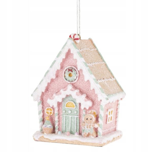 ZAWIESZKA ŚWIĘTA RÓŻOWY LUKROWANY DOMEK 9x6,5x5,5CM