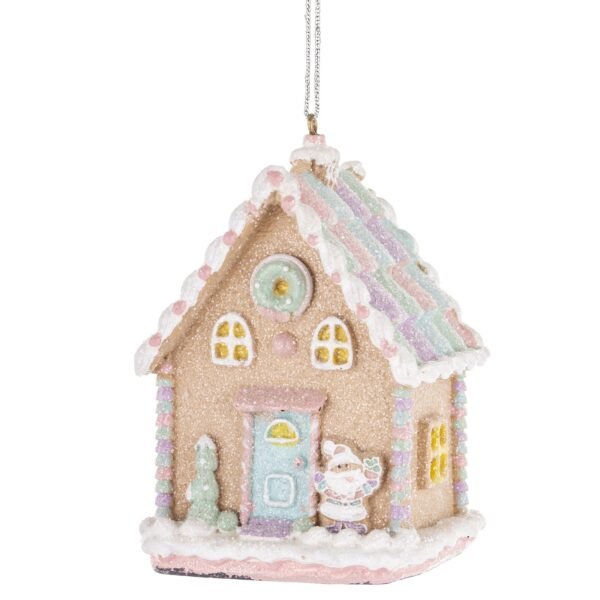 ZAWIESZKA ŚWIĘTA RÓŻOWY LUKROWANY DOMEK 9x6,5x5,5CM