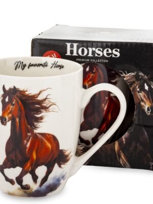 KUBEK CERAMICZNY Z KONIEM KOŃ GNIADY 350ML