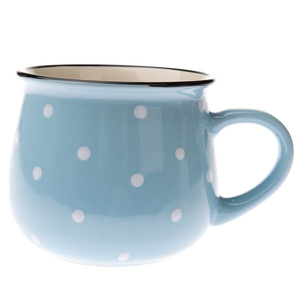 Ceramiczny kubek - jasny niebieski v kropki, 770ml