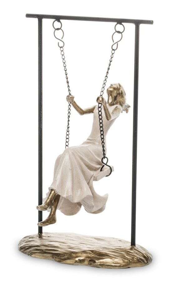 Figurka złota kobieta dziewczyna na huśtawce 26x20