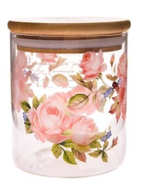 aa-28-1.jpg Szklany słoik z bambusową pokrywką - róża, 440ml