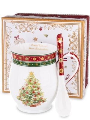 Kubek Porcelanowy Z Łyżeczką w Dekoracyjnym Opakowaniu