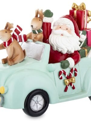FIGURKA MIKOŁAJ W AUCIE Z PREZENTAMI 16x23x11cm