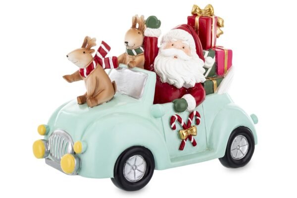FIGURKA MIKOŁAJ W AUCIE Z PREZENTAMI 16x23x11cm