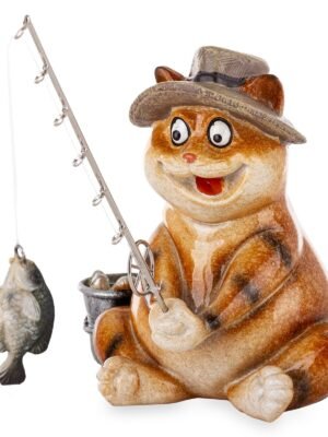 FIGURKA KOT WĘDKARZ 12,5x12x19