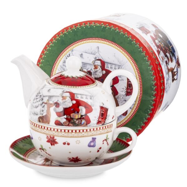 Ekskluzywny komplet składający się z filiżanki, spodka i imbryczka