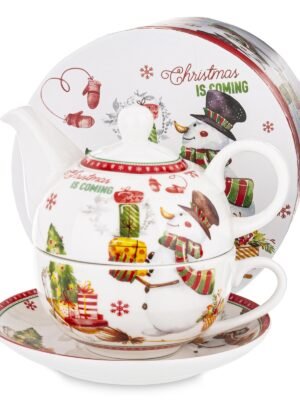 Ekskluzywny komplet składający się z filiżanki, spodka i imbryczka