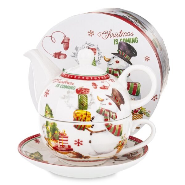 Ekskluzywny komplet składający się z filiżanki, spodka i imbryczka