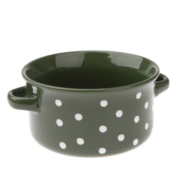 Miseczka ceramiczna, zielona w kropki, 560ml