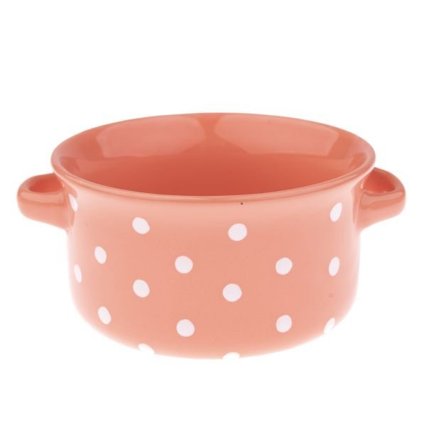 Miska ceramiczna - łosoś w kropki