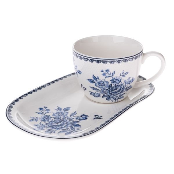 Porcelanowa Filiżanka z tacką / spodeczkiem 445 ml - pięknie zdobiona
