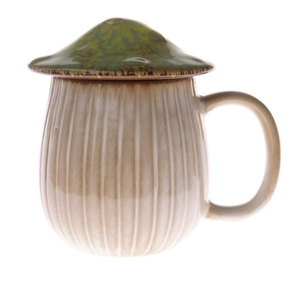 aa-39-3.jpg Kubek ceramiczny z pokrywką - grzybek, 550ml, zielony
