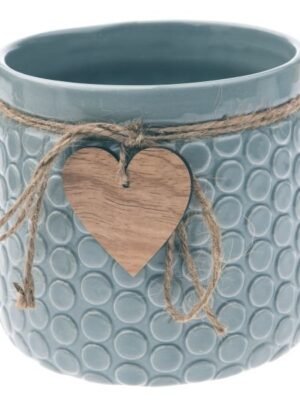 aa-45.jpg Osłonka Na Doniczkę, Ceramiczna Donica Serca, Zielona