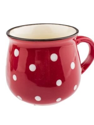 aa-47.jpg Kubek ceramiczny, czerwony w kropki, 75ml