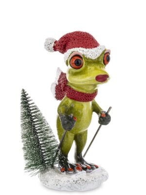 Ozdobna Figurka 14,5 x 8 x 7 cm - Żaba narciarz