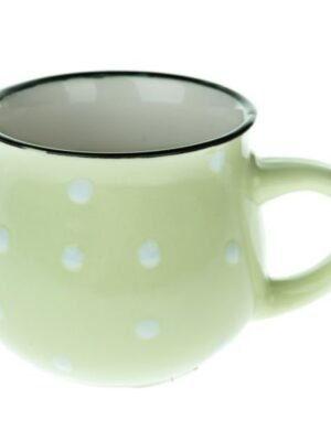 Ceramiczny kubek – jasno zielony v kropki, 230ml