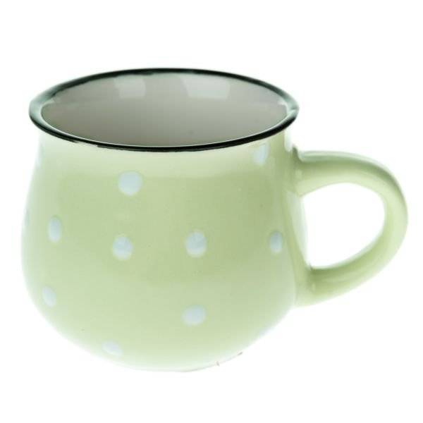 Ceramiczny kubek – jasno zielony v kropki, 230ml