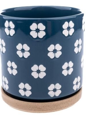 aa-69.jpg Doniczka ceramiczna ze spodkiem, niebieska