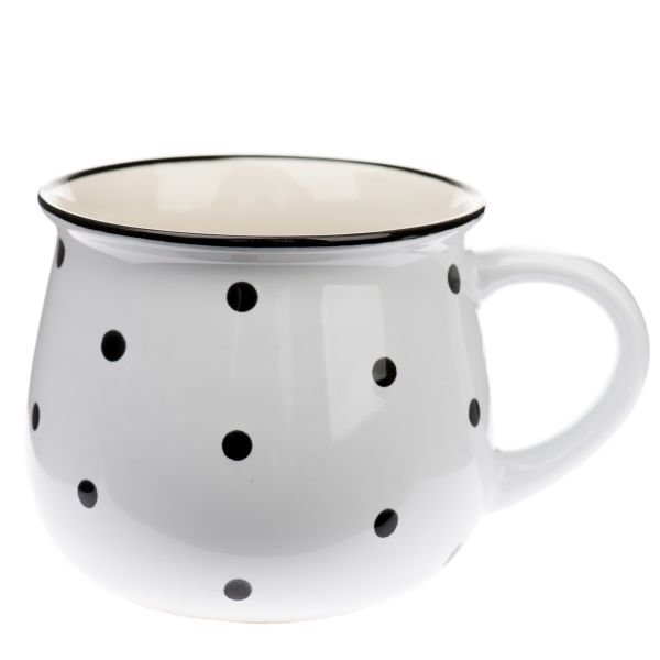 aa-75-2.jpg Ceramiczny kubek, biały w czarne kropki, 770ml