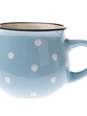 Ceramiczny kubek - jasny niebieski v kropki, 230ml,