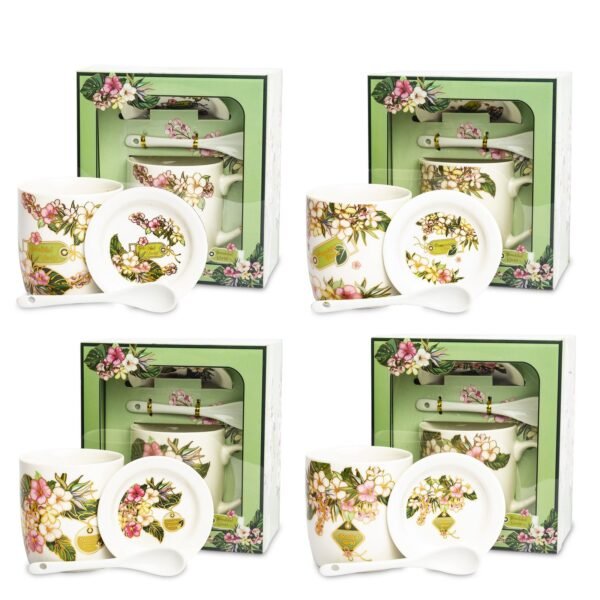 Kubek z łyżeczką i podstawką  330 ml