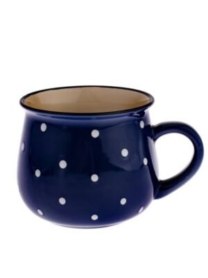 Kubek ceramiczny, granatowy w kropki, 770ml