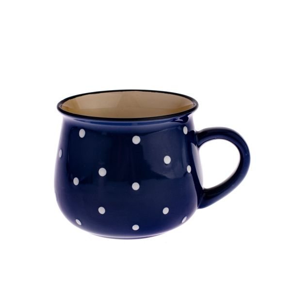 Kubek ceramiczny, granatowy w kropki, 770ml