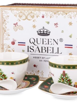 Komplet porcelanowy 2 Filiżanki+2 Podstawki+2 Łyżeczki