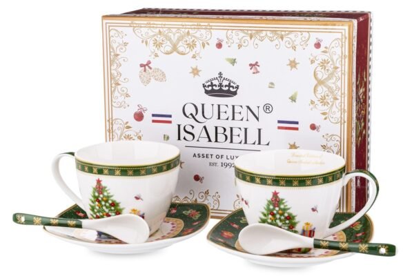 Komplet porcelanowy 2 Filiżanki+2 Podstawki+2 Łyżeczki