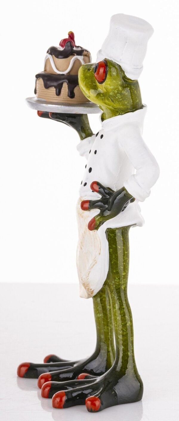 Figurka żaba zielona, żaba kucharz cukiernik