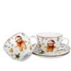 Komplet filiżanek świątecznych 2x Filiżanka Podstawka zestaw porcelana miś