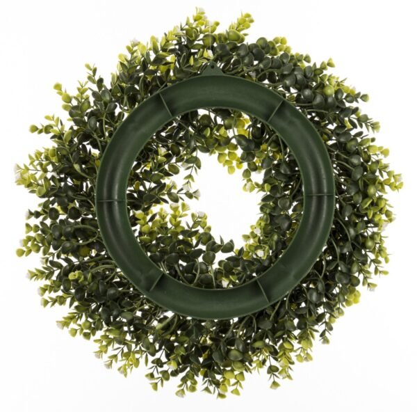 Wianek na drzwi stroik zielony sztuczne kwiaty dekoracja