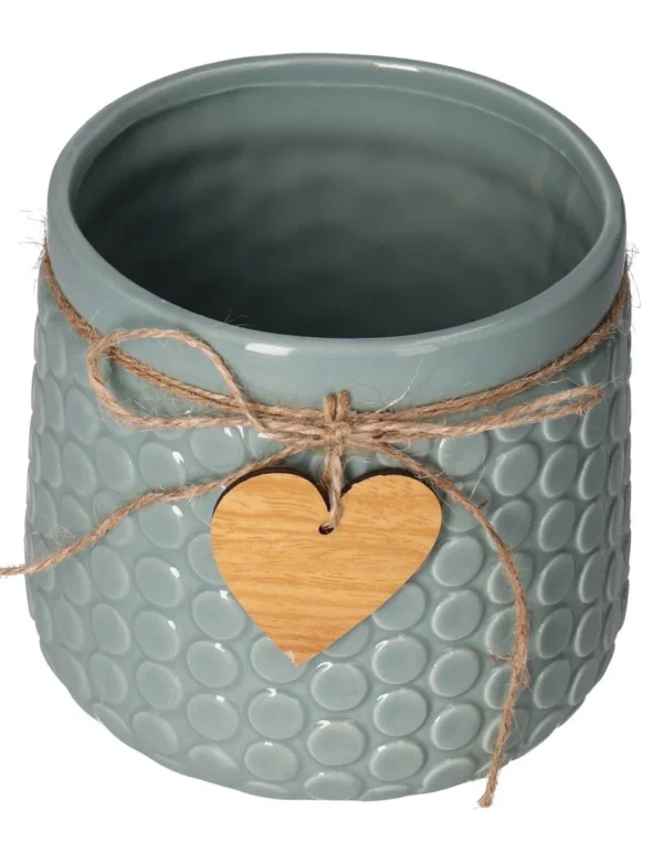 Osłonka Na Doniczkę, Ceramiczna Donica Serca, Zielona