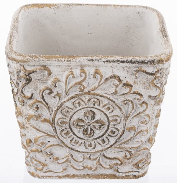 Doniczka beton szary, żółty 15,5 cm x 15,5 x 14 cm