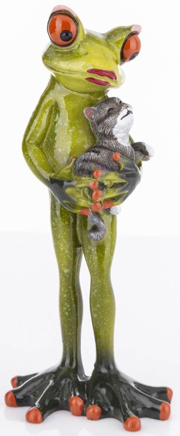 Figurka Żaba Z Kotem Na Rękach